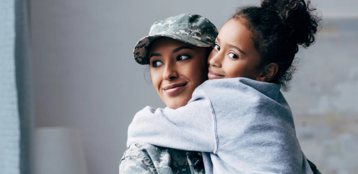 Military mother and her daughter